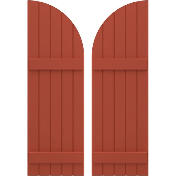 Ekena Millwork Americraft 5-Board (2 Batten) Wood Joined Board-n-Batten Shutters w/ Arch Top, ARW101BQ518X77CLH, PR ARW101BQ518X77CLH - main